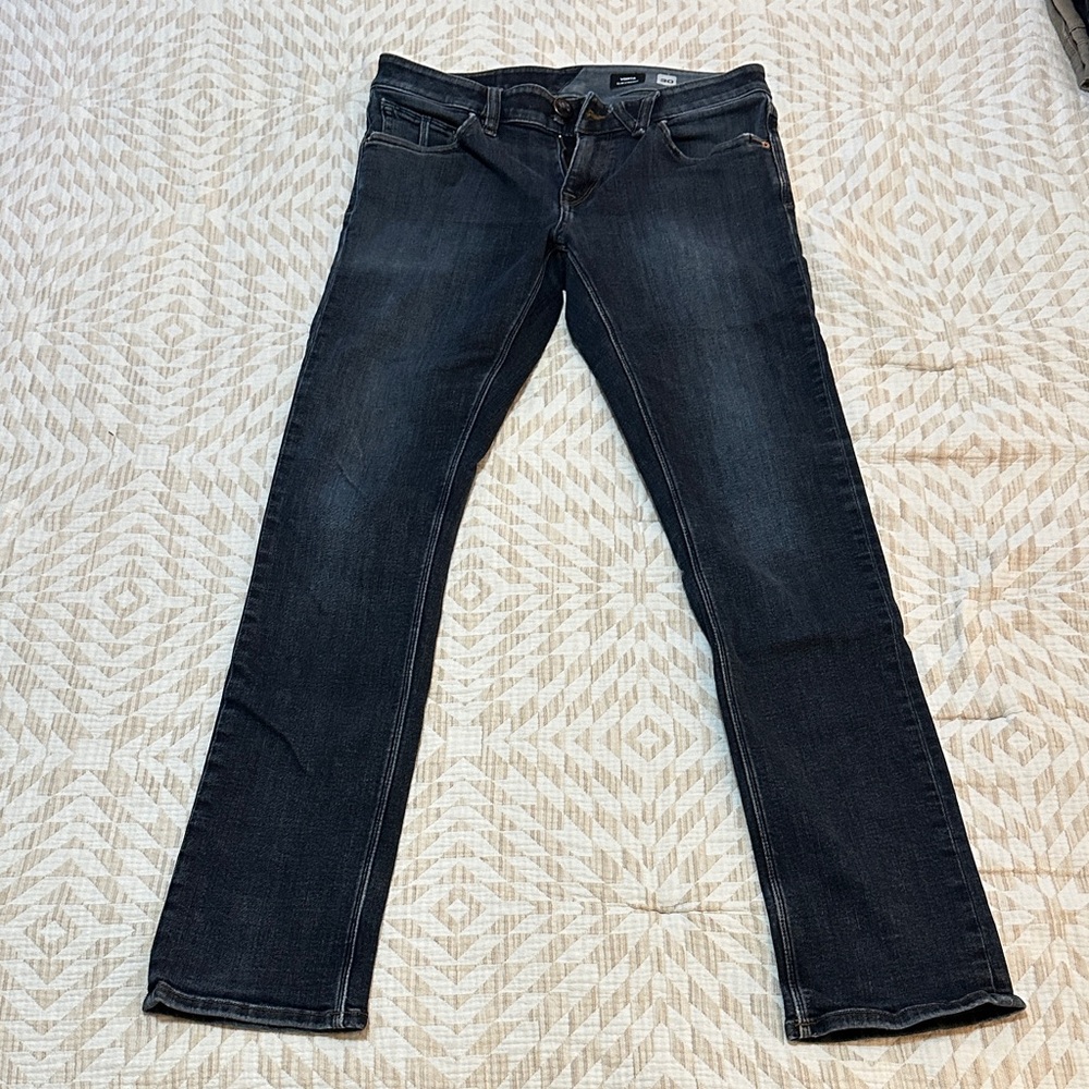 Volcom Men's Dark Blue Slim Straight Jeans